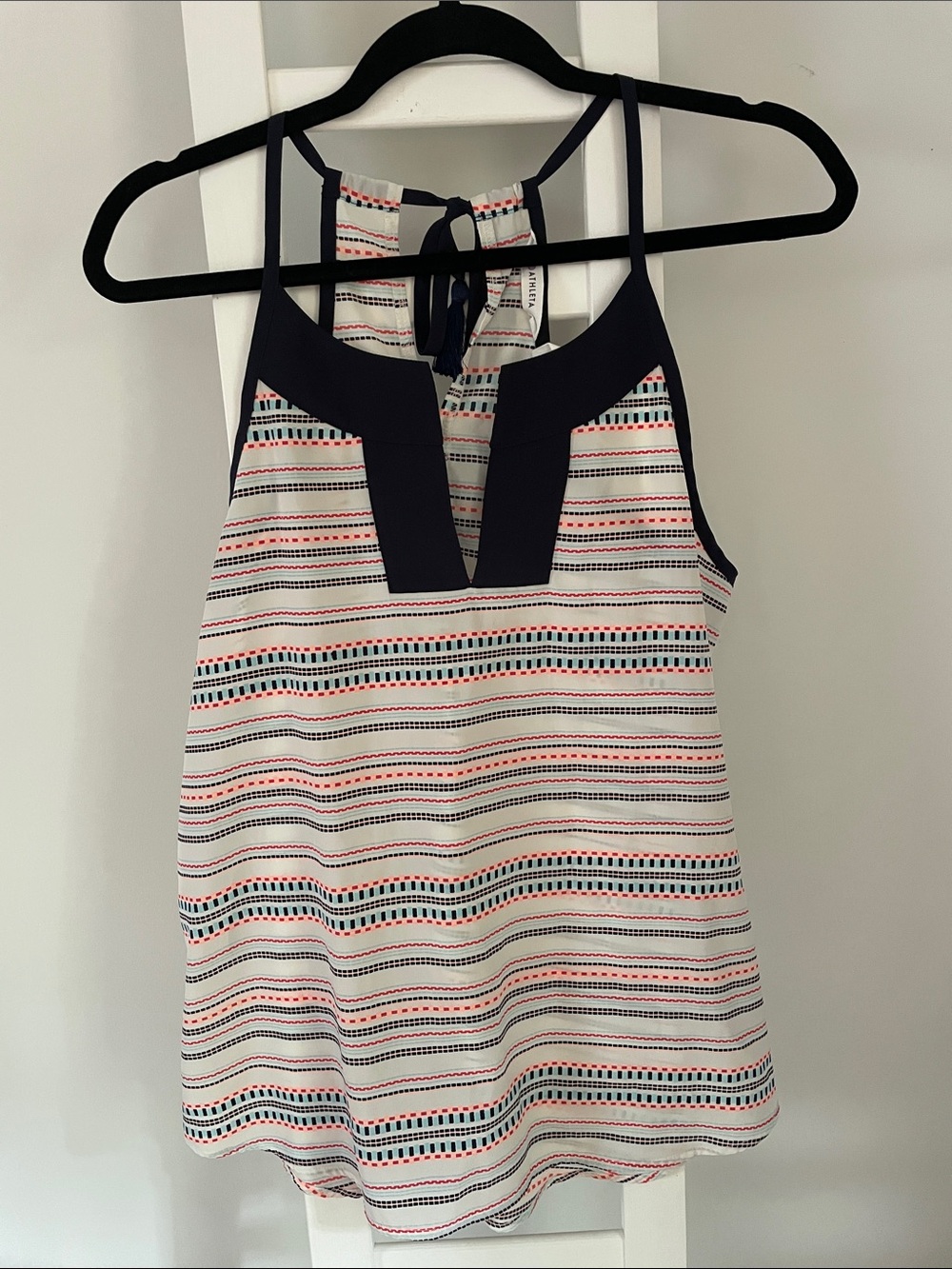 Athleta Striped V-Neck Halter Tank Top
